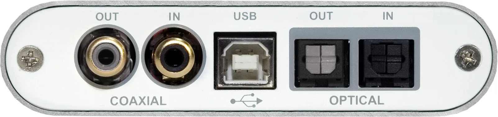 ESI U24 XL audio interface rear panel showing coaxial and optical digital I/O, USB connection, and analog connectors