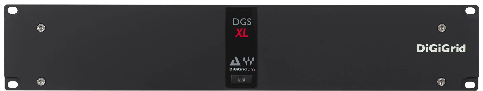 DiGiGrid DGS-XL audio interface, front view showing black rackmount chassis with central branding and mounting holes