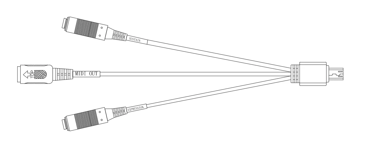 ESI Xcable MIDI and expression controller cables with dual connectors shown against white background