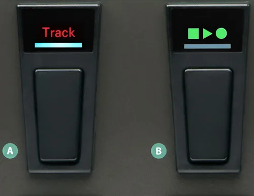 Two Nektar Pacer controllers side-by-side showing illuminated displays with playback controls and touch-sensitive fader pads