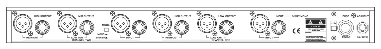 ART CX310 rear panel showing XLR connectors, mode switch, fuse holder, and AC input on white background