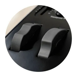 Close-up of the pitch bend and modulation wheels on a Nektar SE keyboard controller